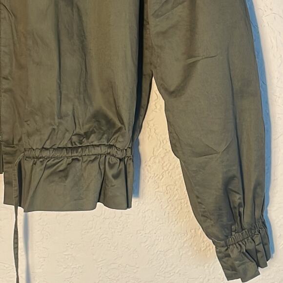 H&M Olive Green Bomber Jacket Full Zip Y2K Outdoor Fall Sporty Prep Collegiate - Picture 5 of 7